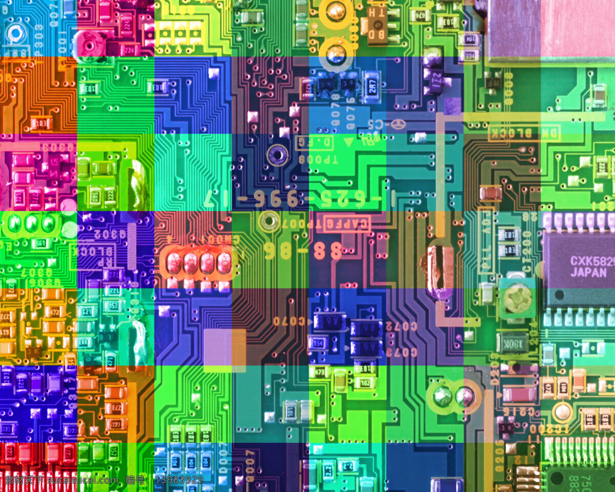 电路板 底 图 底图 方格 马赛克电路板 七色电路板 现代科技