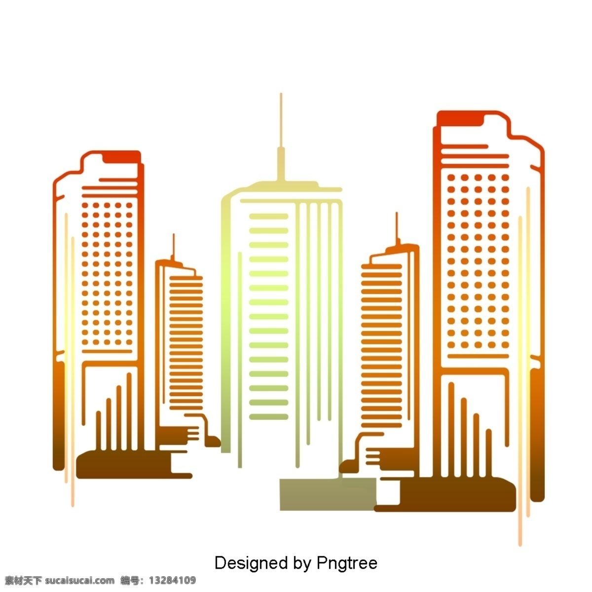 卡通 简单 手绘 城市 建筑设计 简洁 轮廓 颜色 渐变 图案 建筑