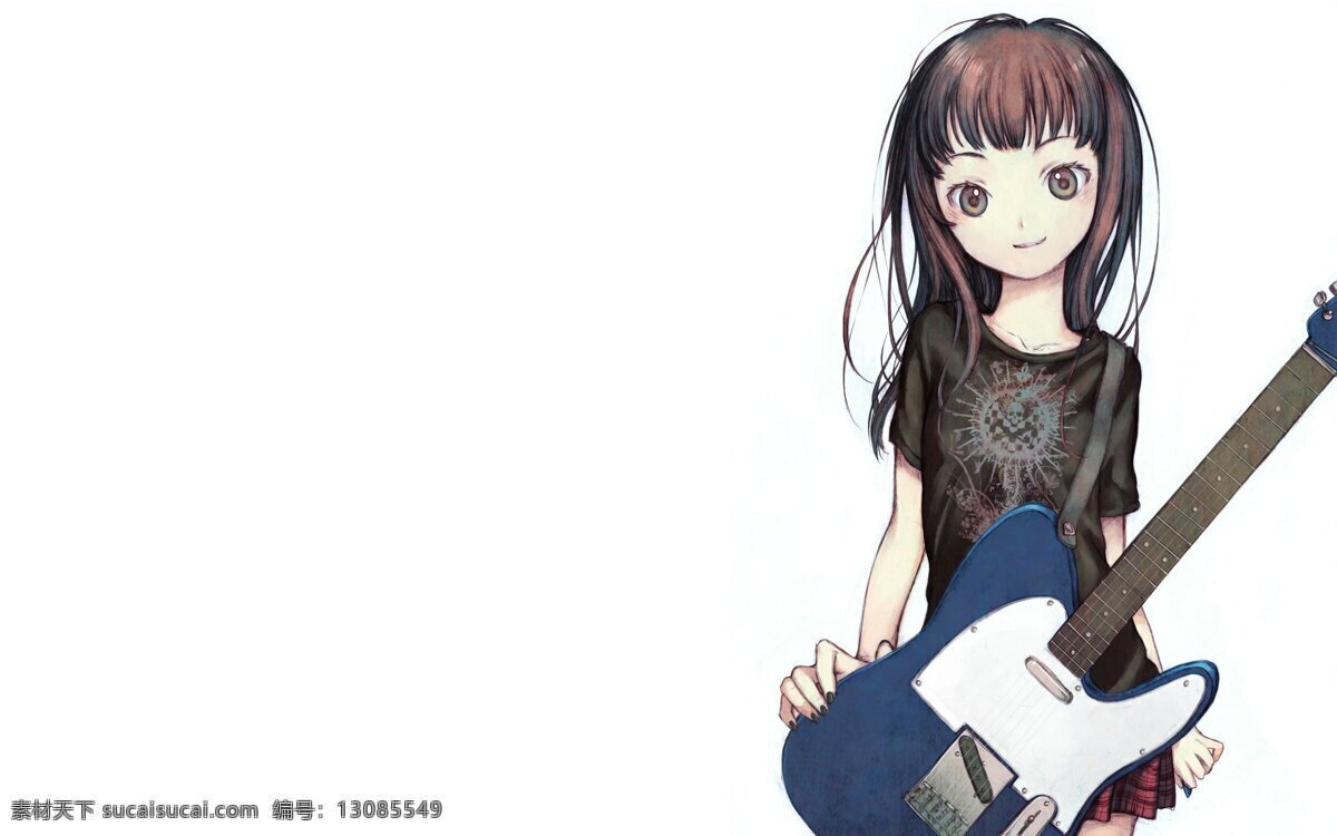 动漫音乐 妹子 短袖 吉他 卡通 可爱 动漫音乐妹子 动漫