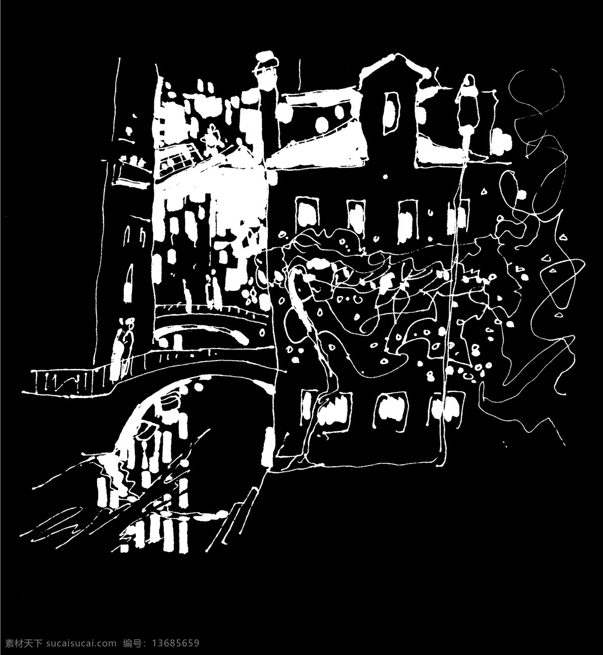 分层 插画 插图 风景 风景速写 钢笔画 国外 剪影 威尼斯 模板下载 欧美城市速写 建筑 外国 速写 源文件 插画集