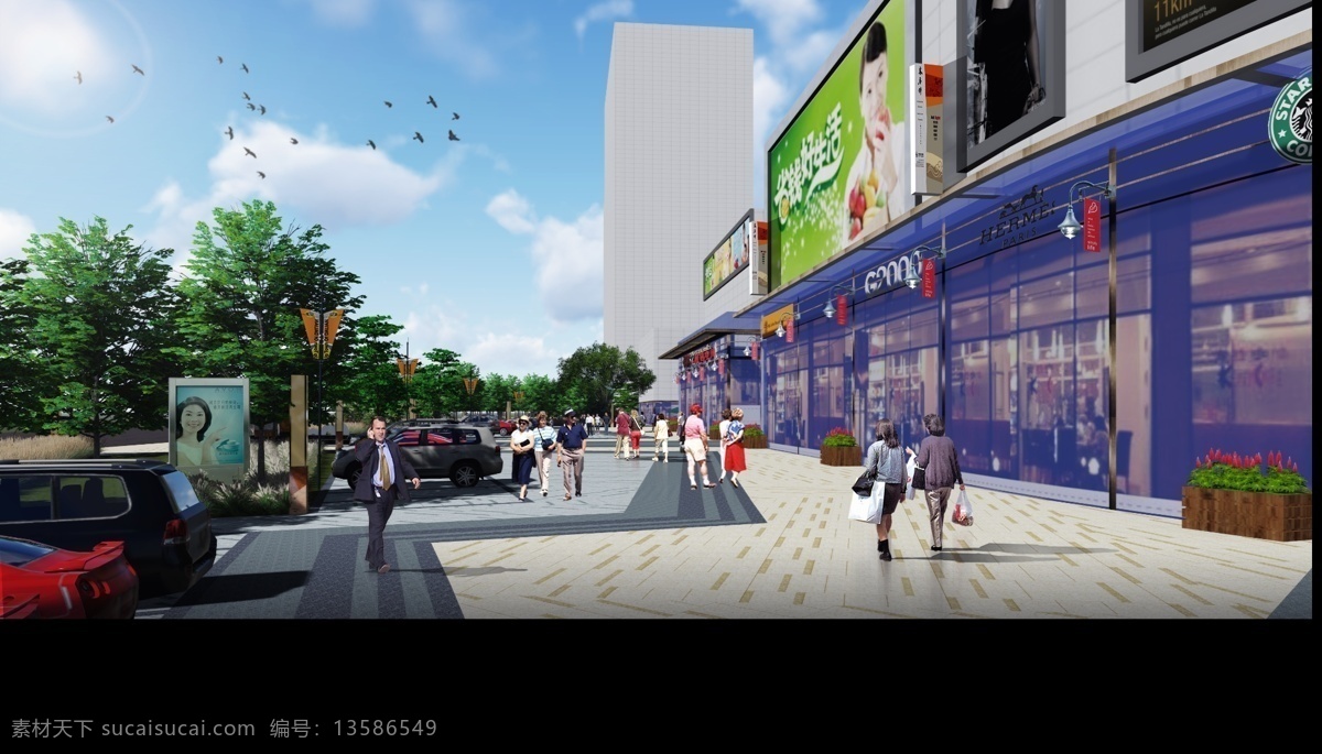 商业街效果图 psd效果图 商业街psd lumion 效果图 商业街氛围 环境设计 景观设计