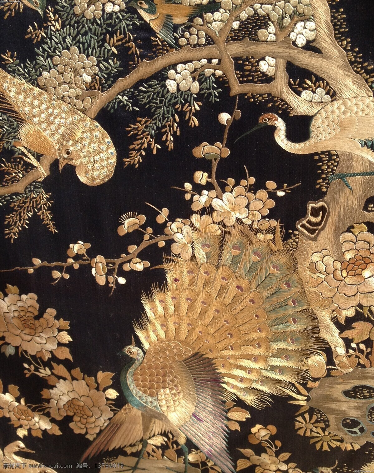 中国风 黑色 精致 刺绣 文化 海报 背景 牡丹 纹理 海报展架 地产广告 房地产广告 金色刺绣 孔雀 金色孔雀 鸟 底纹边框 背景底纹