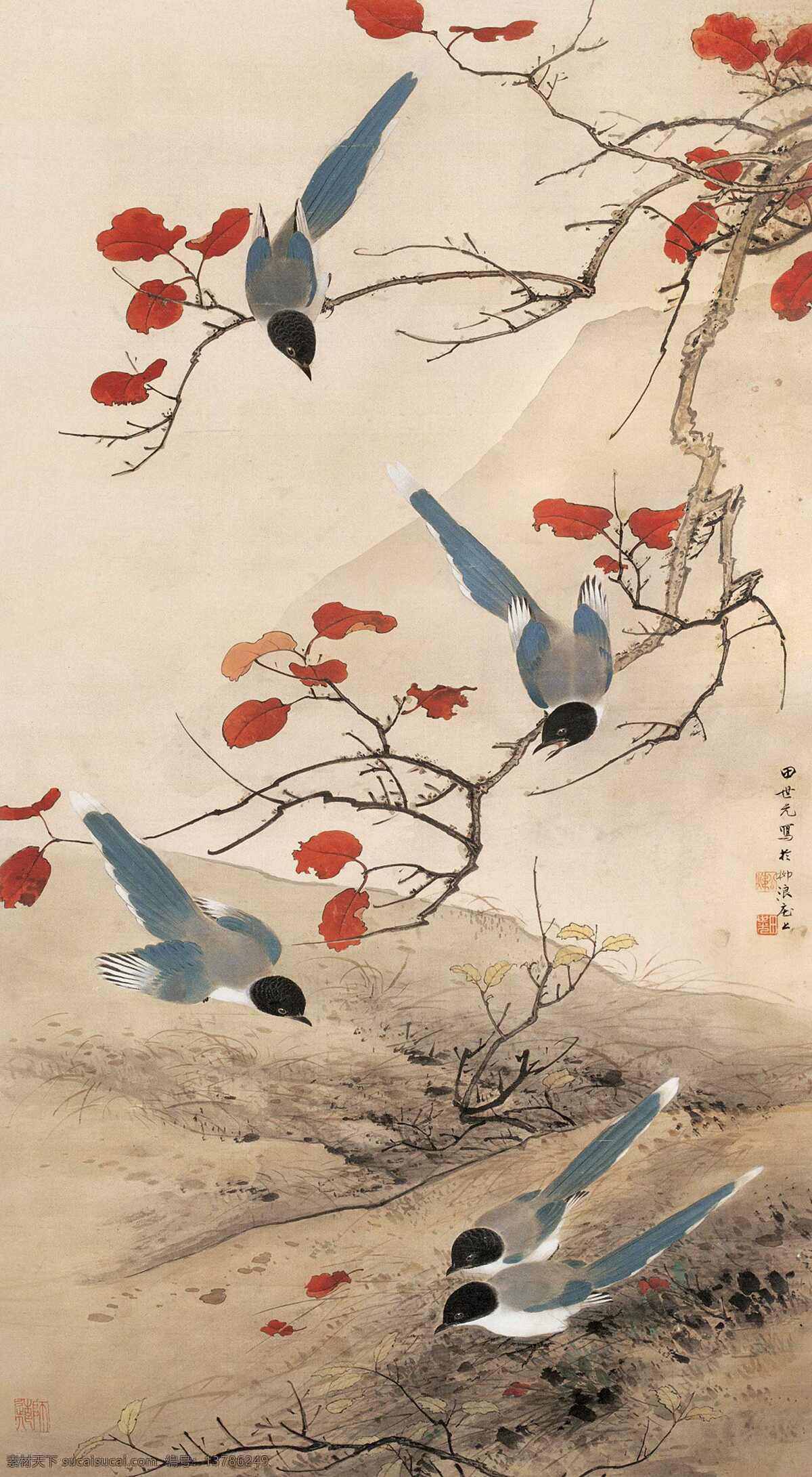 花鸟工笔画 工笔画 字画 国画 走廊挂画 客厅挂画 教室挂画 工笔画欣赏 工笔画素材 喜鹊 陈东山工笔画 文化艺术 绘画书法