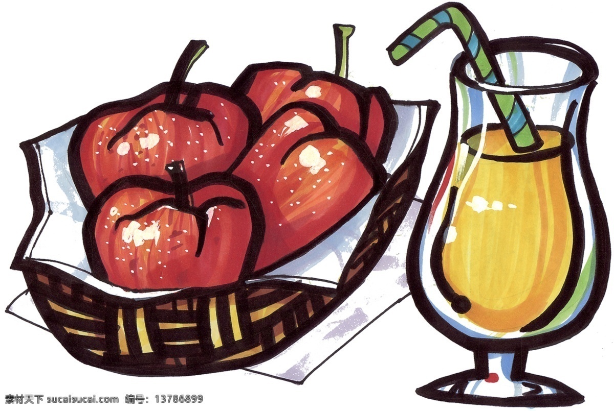手绘苹果 果汁 手绘美食 马克 笔 手绘 美食 餐饮美食 效果 图 绘画作品 绘画书法 文化艺术
