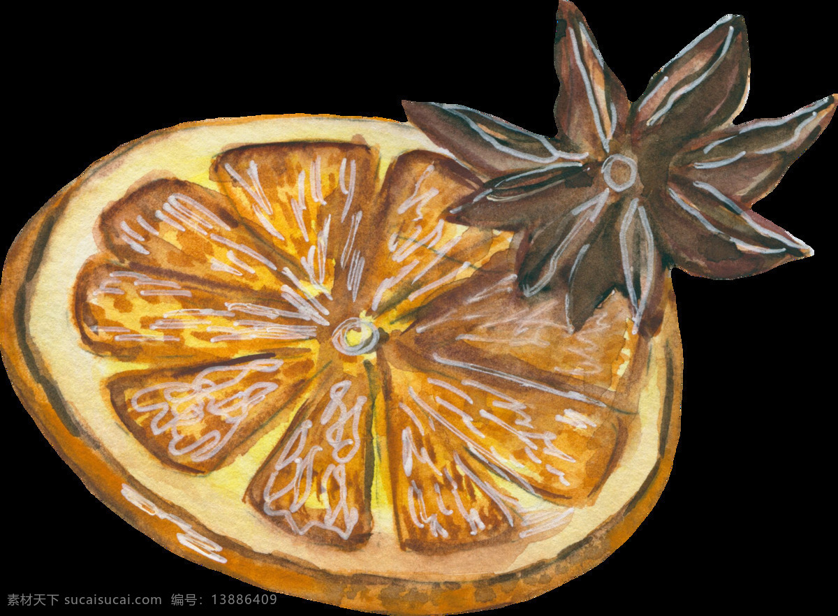 手绘 卡通 逼真 柠檬 片 透明 橙色 果实 免扣素材 食物 水果 酸涩 透明素材 装饰图片