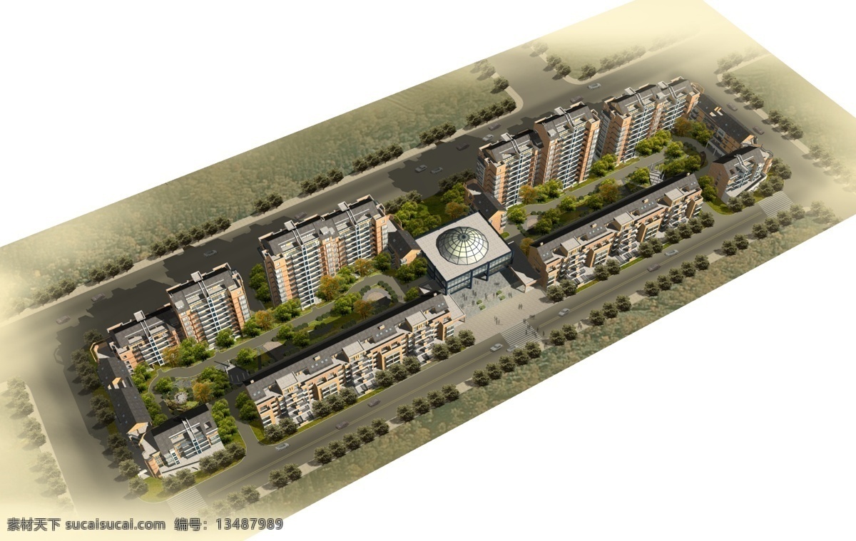 住宅小区 诗画风情 效果图 分层 源文件 psd源文件 设计素材 鸟瞰图篇 分层效果 建筑装饰 白色