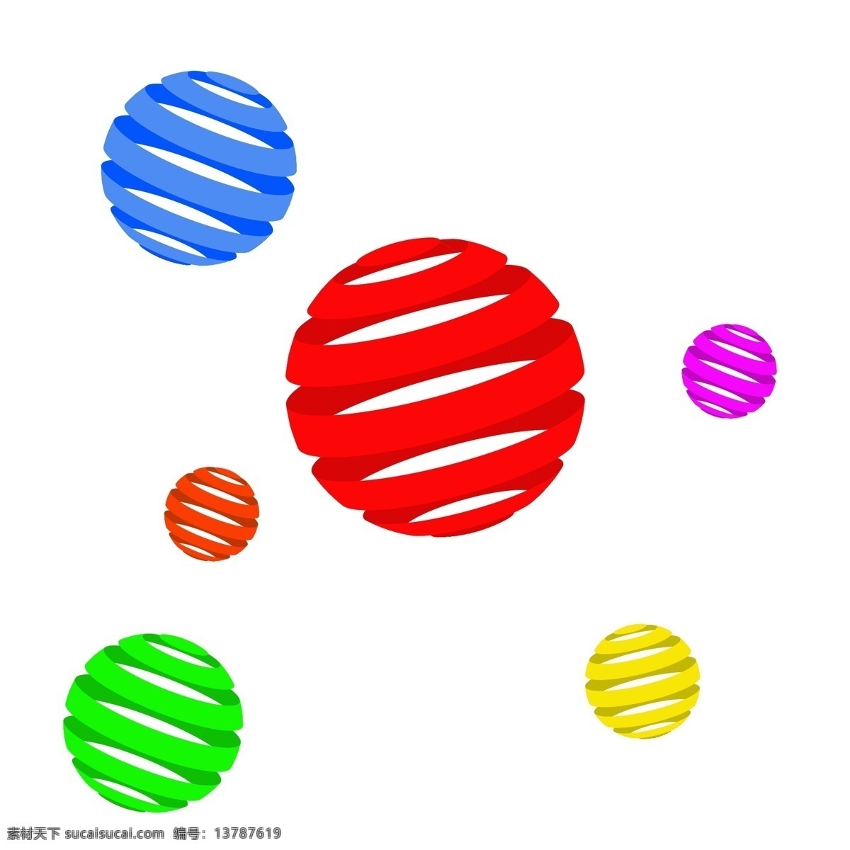 圆形 球体 漂浮 球 蓝色 红色 橙色 绿色 黄色