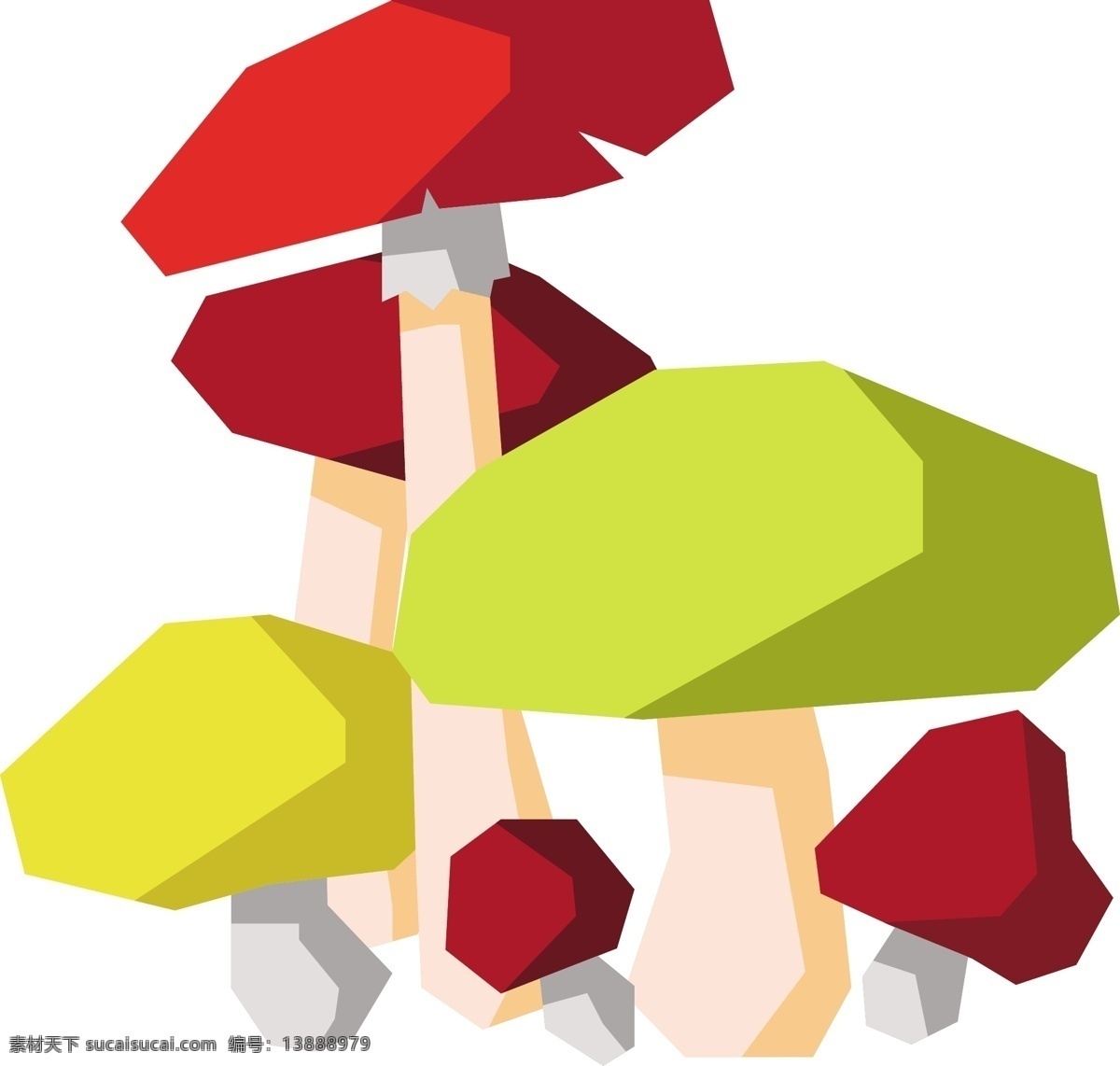 卡通 几何 蘑菇 群 商用 元素 蘑菇群 矢量 植物
