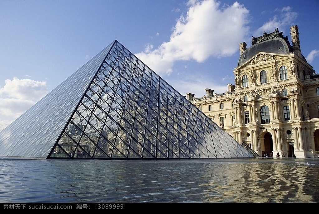 建筑 卢浮宫 金字塔 透明 喷泉 建筑园林 建筑摄影 摄影图库