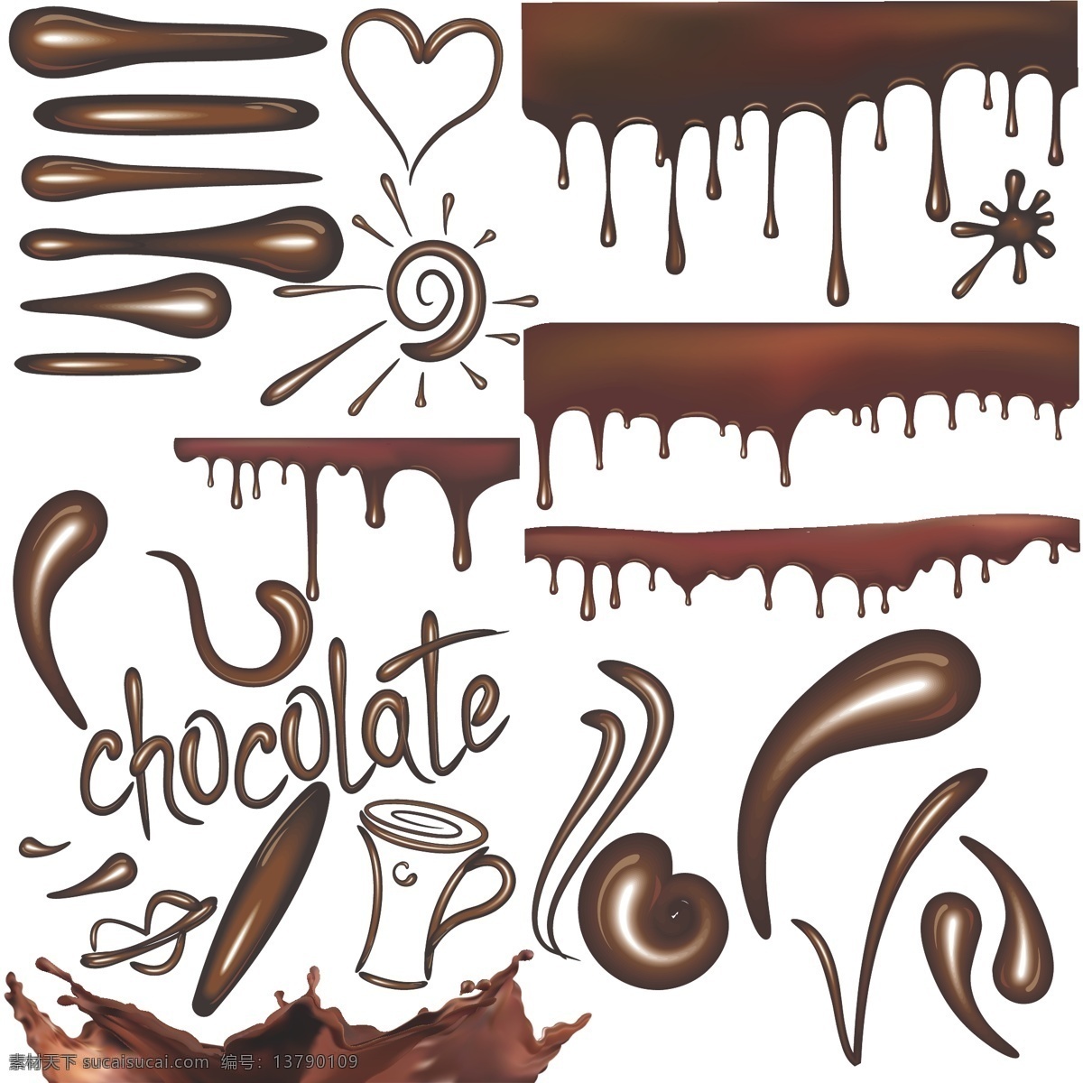 情人节 巧克力 飞溅巧克力 诱人的巧克力 美食 食品 动感巧克力 巧克力酱 情人节美食 咖啡 节日素材 矢量