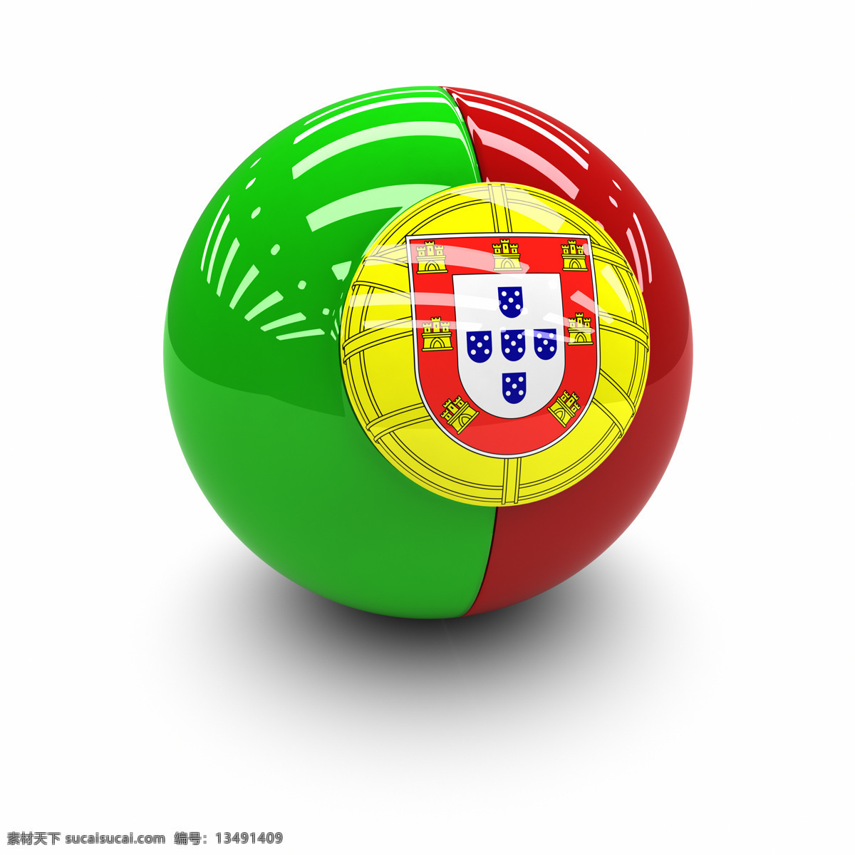 葡萄牙国旗 3d球体国旗 质感 国旗 旗帜 3d设计
