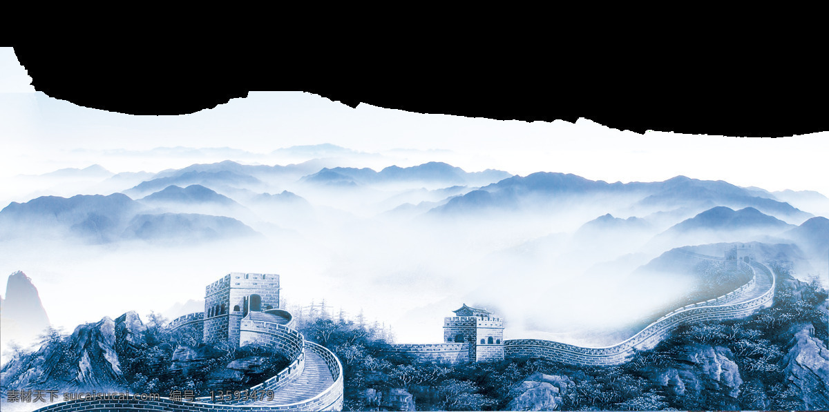 长城 国风 复古 建筑 海报 古风背景