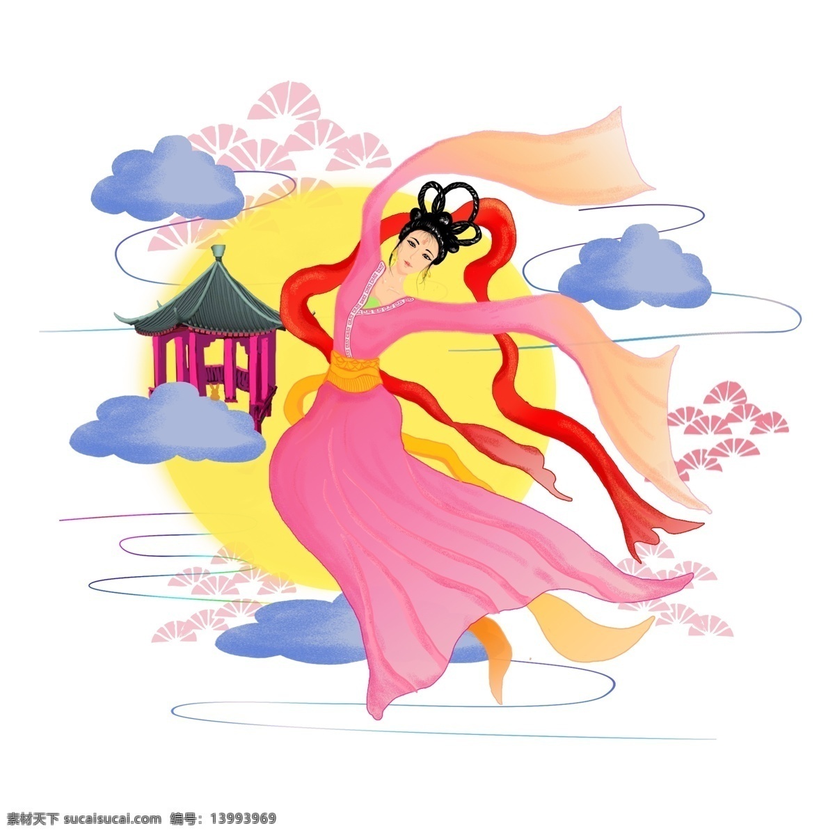 嫦娥 中秋节 古典 元素 月亮 团圆 手绘人物 古典嫦娥 嫦娥元素 中秋节嫦娥 玉兔 古典人物 古风嫦娥 手绘嫦娥