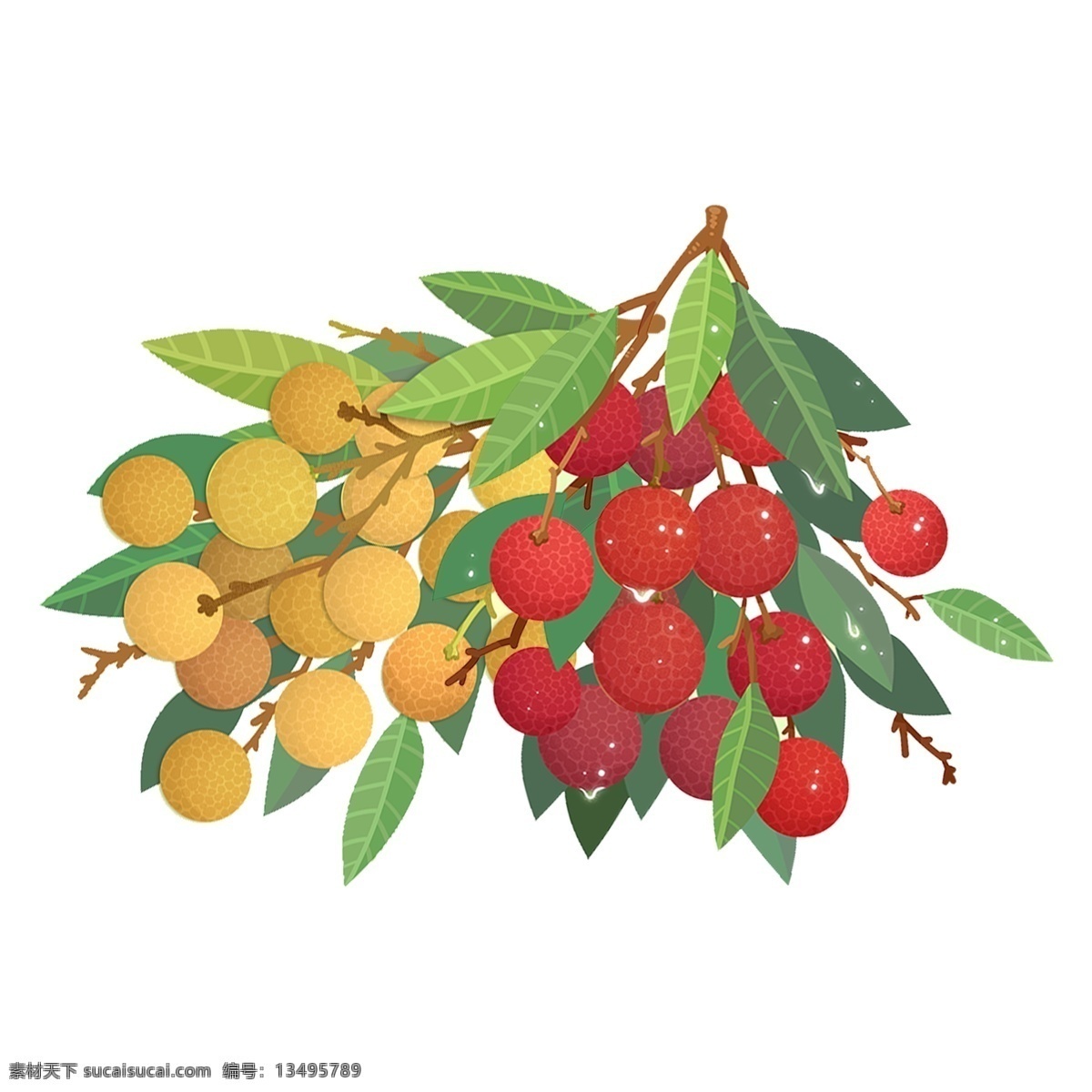 唯美 手绘 山楂 透明 绿叶 叶子 植物 插画 卡通 叶片 水果 免 扣