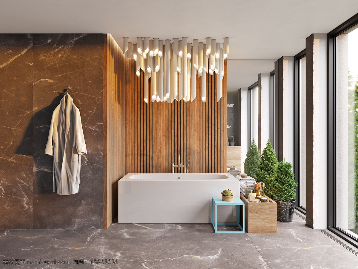 室内效果图 室内设计 浴室 极简现代 绿色 窗户 3d效果图 建筑园林 室内摄影