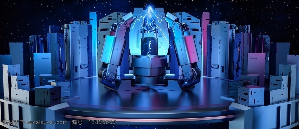 科技场景 科技 场景 banner psd素材 c4d 科技背景 分层