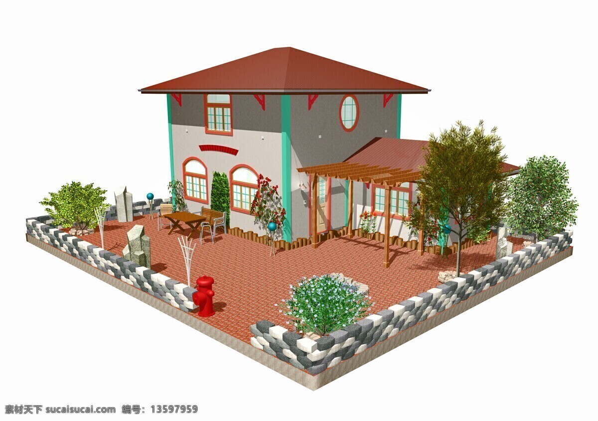 3d 别墅 效果图 3d别墅 房子 房屋 建筑模型 建筑设计 环境家居 白色