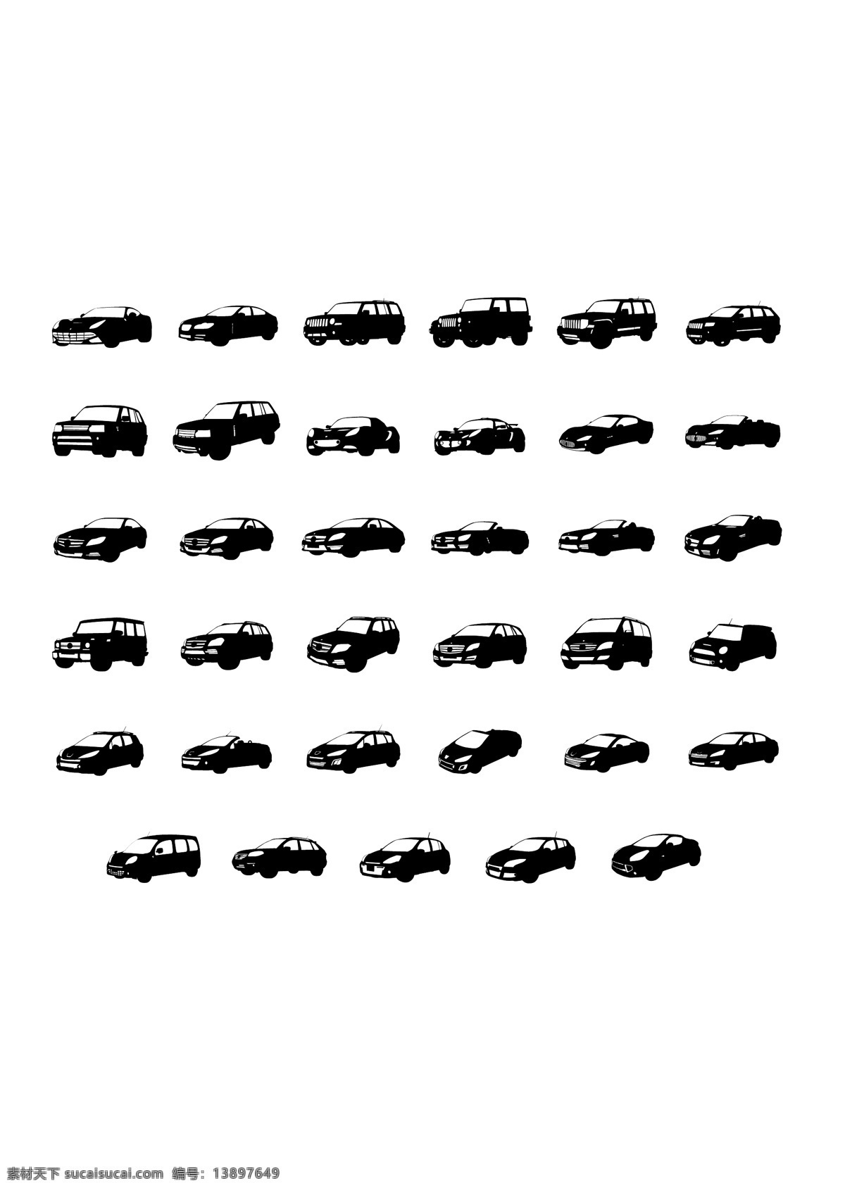 各类 汽车 矢量图 剪影 交通工具 轿车 小汽车 现代科技