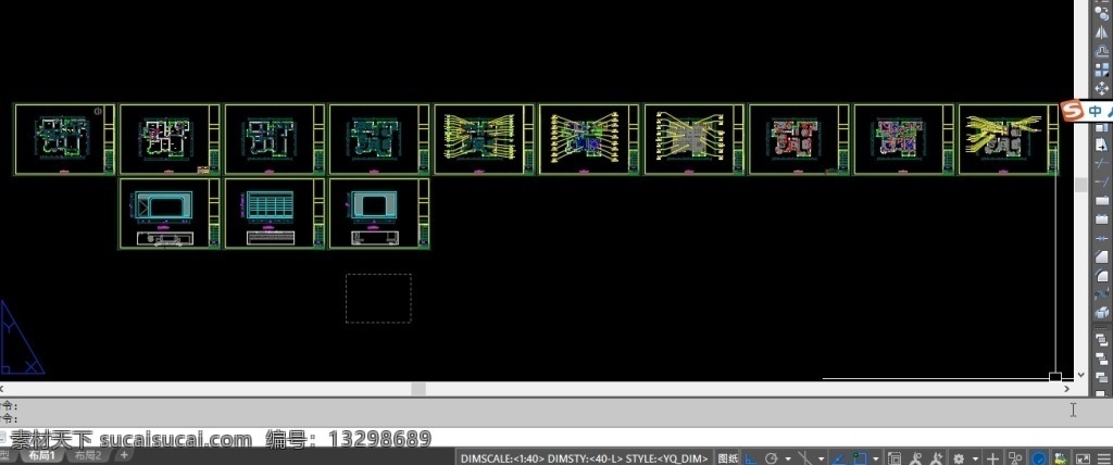 欧式 完整 装修 平面图 施工图 完整施工图 dwg 黑色