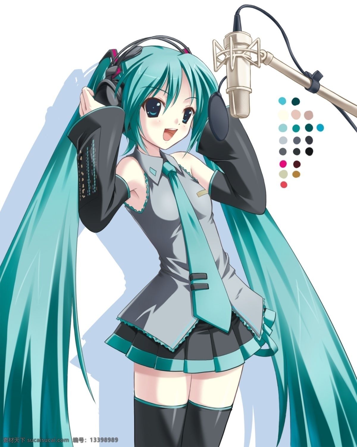 miku 初 音 未来 初音未来 初音 录歌 无背景 人物 分层 源文件