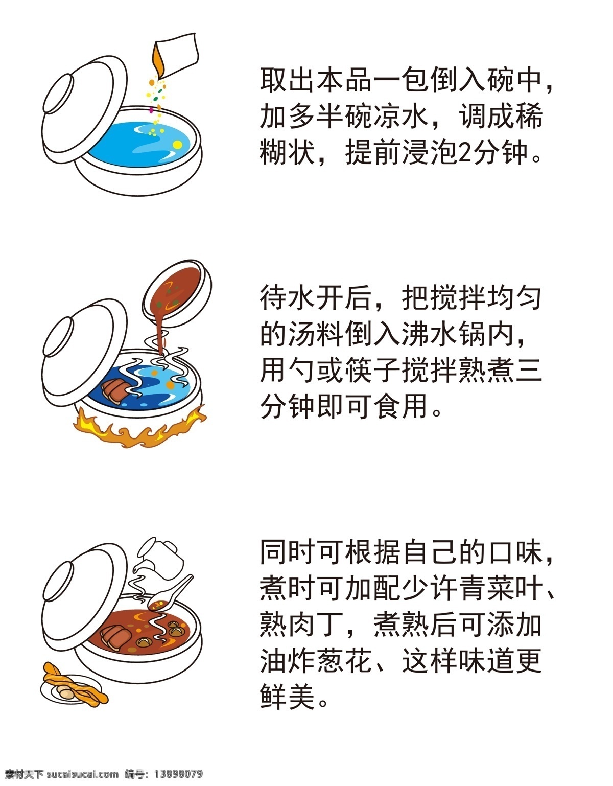分层小图 豆沫食用方法 锅 食材 步骤 包装设计