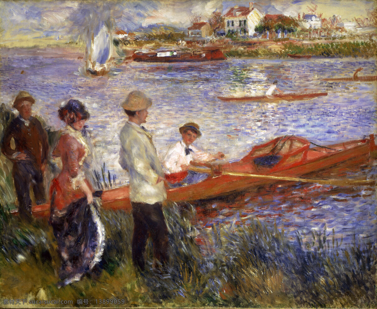 船 渡河 房子 贵妇 国外 河 绘画书法 名画 印象派 油画 marc chagall 绅士 夏日 国外艺术作品 文化艺术 家居装饰素材