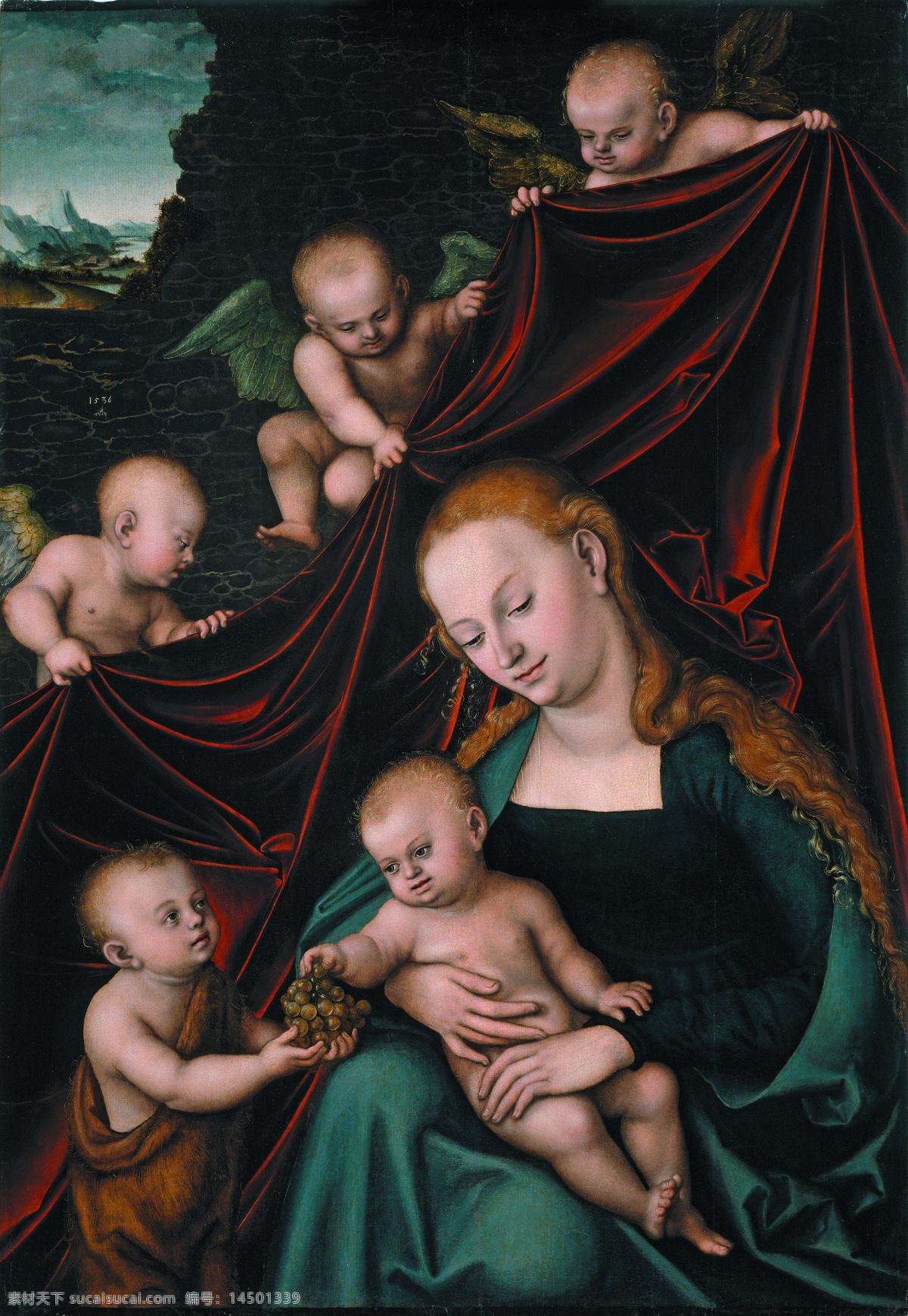 cran 德国 画家 大 卢卡斯 克拉纳 赫 lucas angels and john saint child christ the with virgin cranach