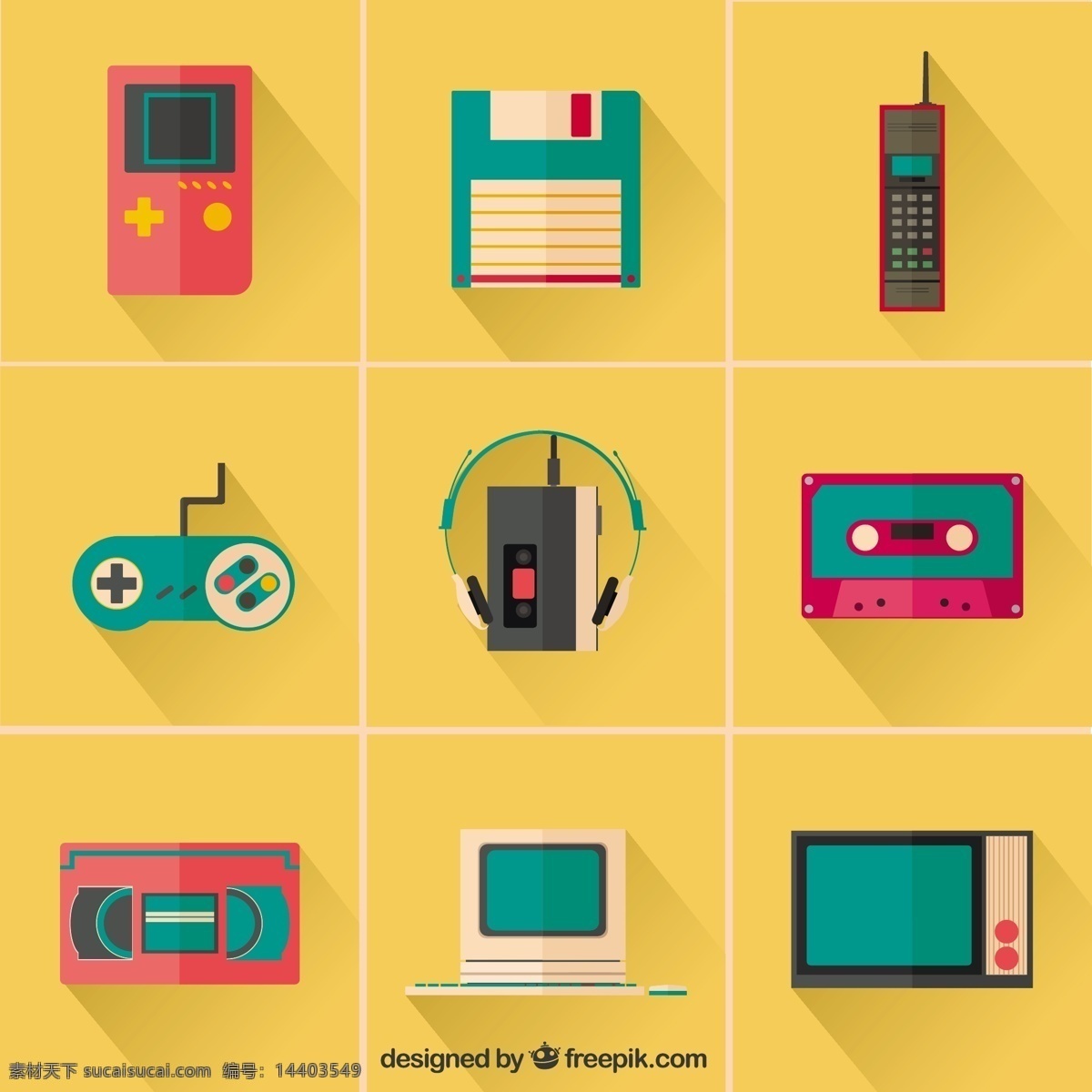 彩色 复古 设备 图标 音乐 电话 电视 收音机 胶带 电话图标 装置 音乐图标 复古怀旧 工具 电视图标 小工具 游戏 音乐磁带 黄色