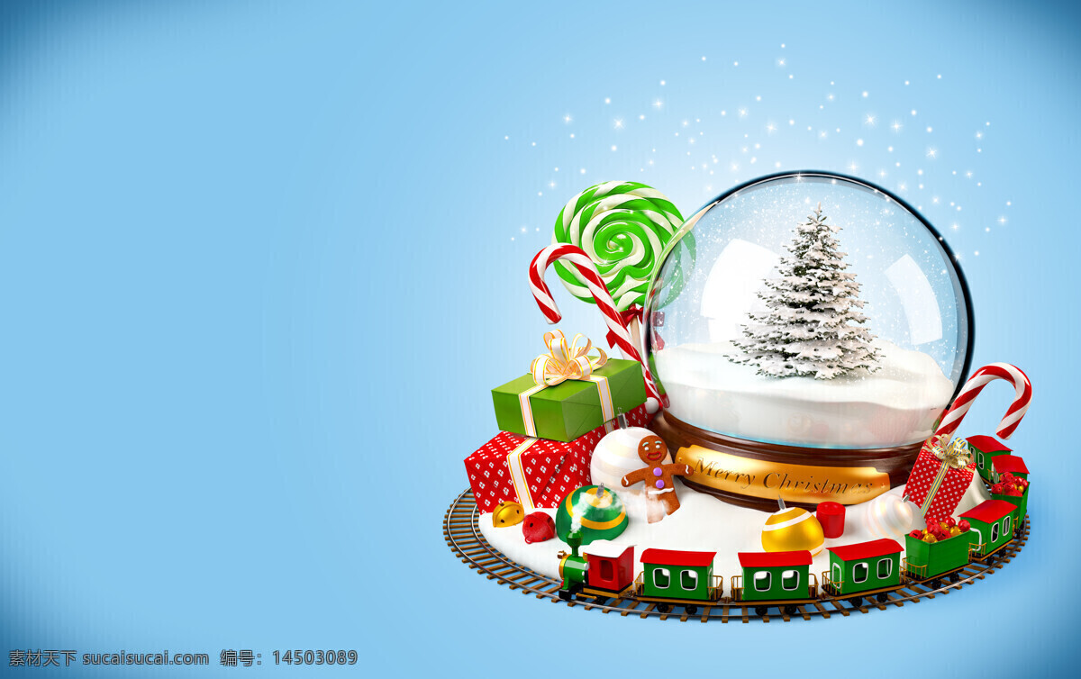 玻璃球 里 圣诞树 雪花 礼盒 礼物 火车 装饰物 棒棒糖 节日庆典 生活百科 青色 天蓝色