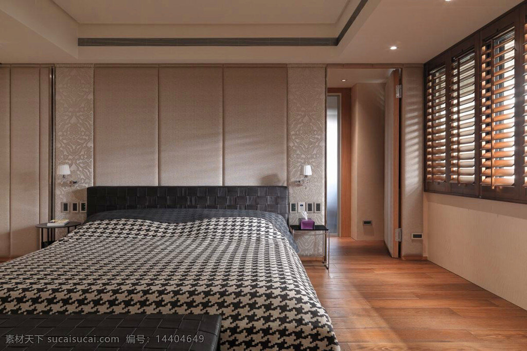 简约 卧室 床头 灰色 背景 装修 效果图 壁灯 床铺 床头柜 方形吊顶 木地板