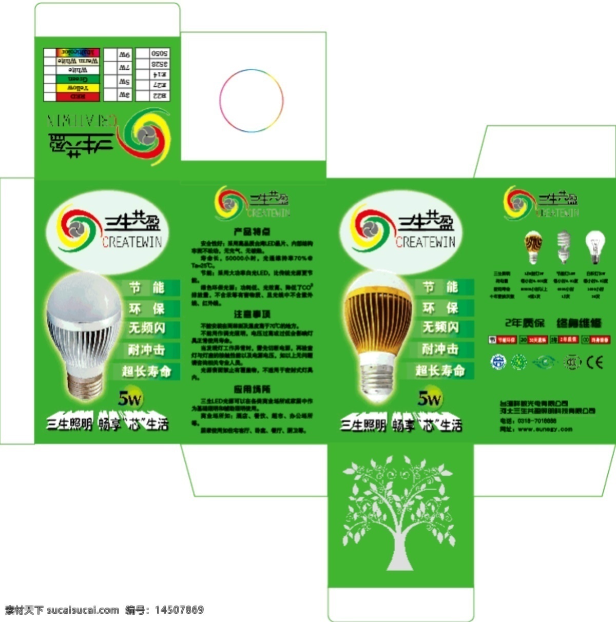包装盒 包装设计 灯具 绿色 清新 小树 矢量 模板下载 灯具包装盒 三生照明 psd源文件