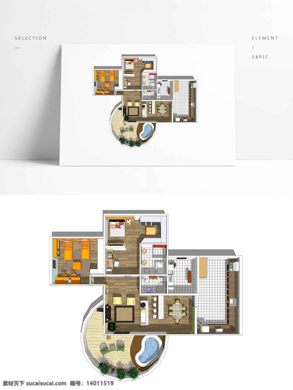 大平 层 户型 su 透视 模型 室内空间设计 住宅室内设计 样板房 3d模型 su模型 草图大师模型 家具模型 大平层户型