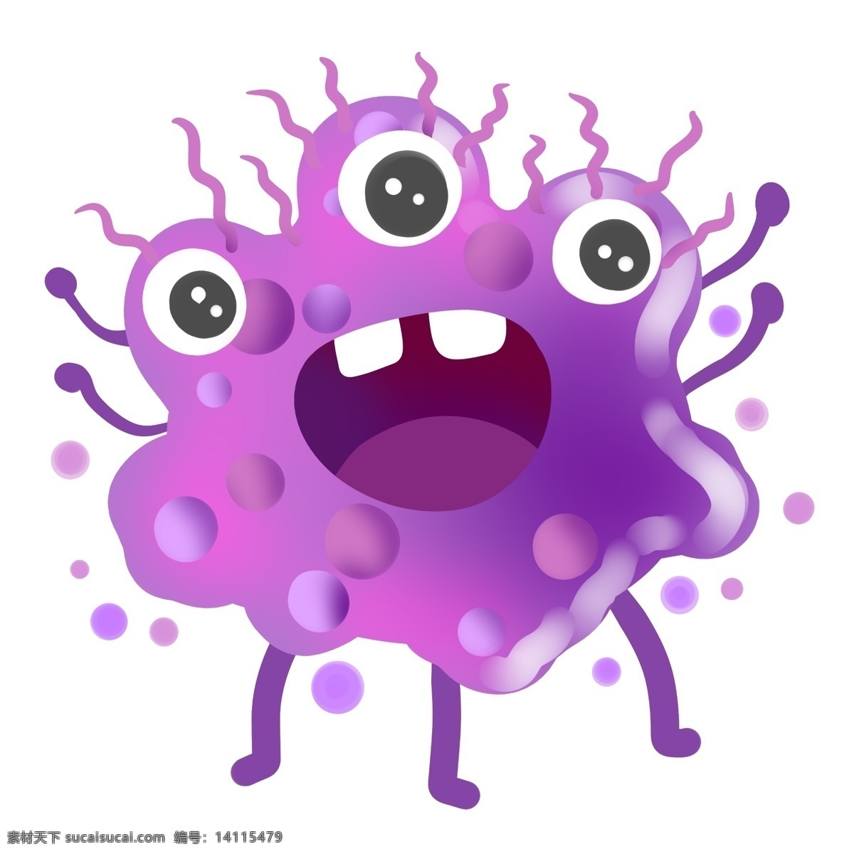 三个 眼睛 紫色 细菌 插画 病毒细菌 医疗 病毒 微生物 健康 医学 科学 血清 葡萄球菌 病菌