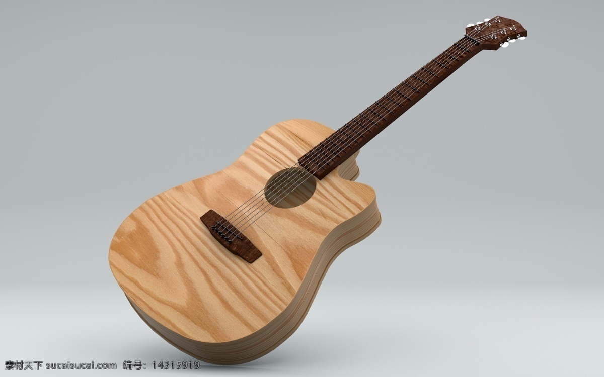 c4d 木色 吉他 建模 乐器 模型 3d
