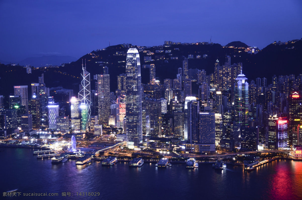 香港 维多利亚港 夜景 高楼大厦 海滨城市 浪漫 碧海蓝天 城市天际线 旅游摄影 国内旅游