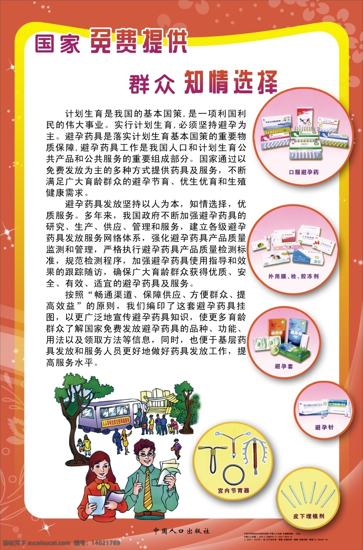 计划生育展板 计划生育 国家免费提供 群众知情选择 图版 卡通 展板 分层 源文件
