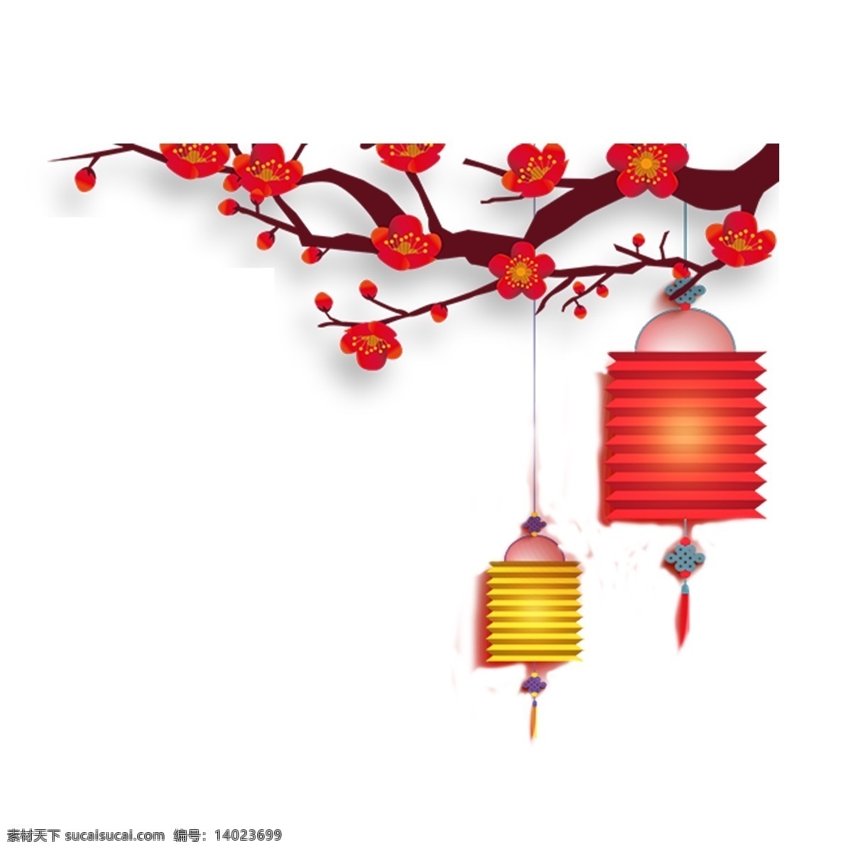 中国 风 新年 装饰 花枝 灯笼 透明 节日元素 装饰图案 中国风 免扣素材 元宵节装饰