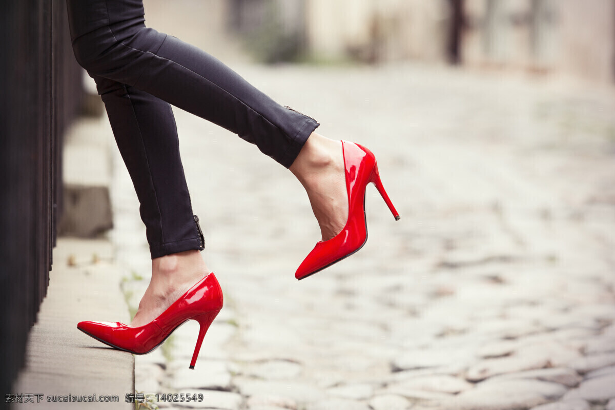 美腿 高跟鞋 红色 步行街 时尚 时髦 人物图库 女性女人