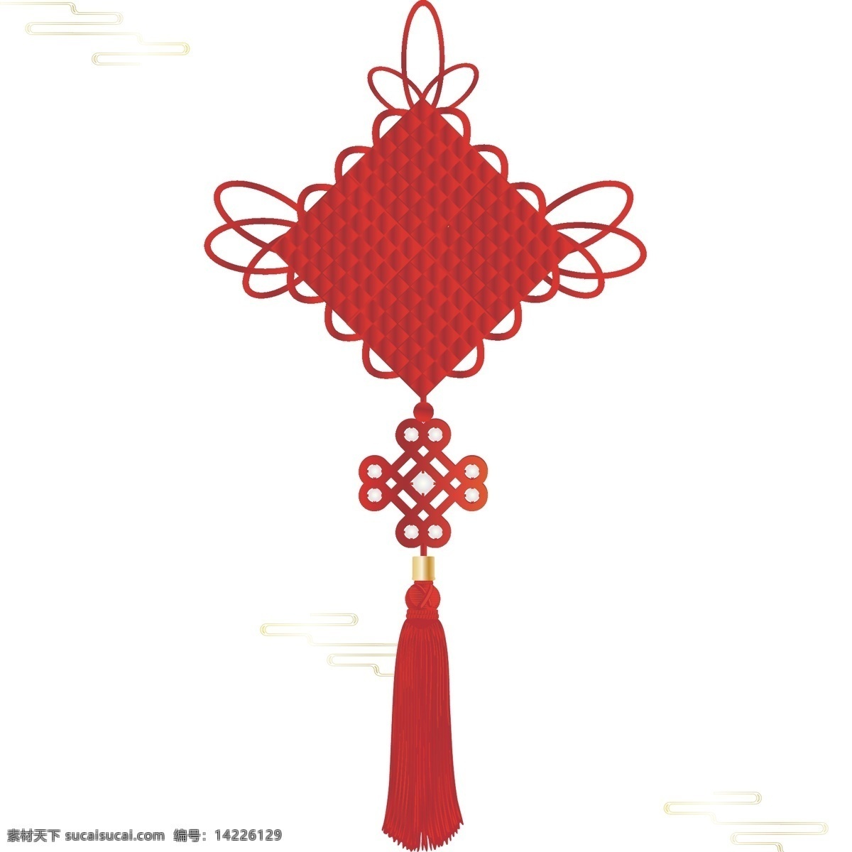 手绘 传统 红色 新年 节日 中国结 装饰 商用 元素