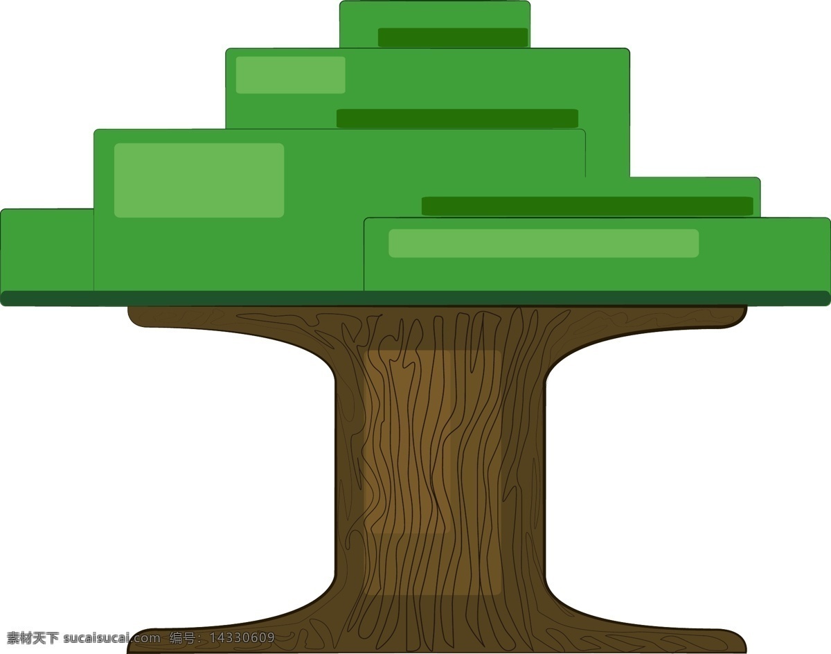 创意 绿色 大树 插画 卡通像素树叶 卡通植物插画 树木 植物 创意植物插画 创意树 唯美的大树