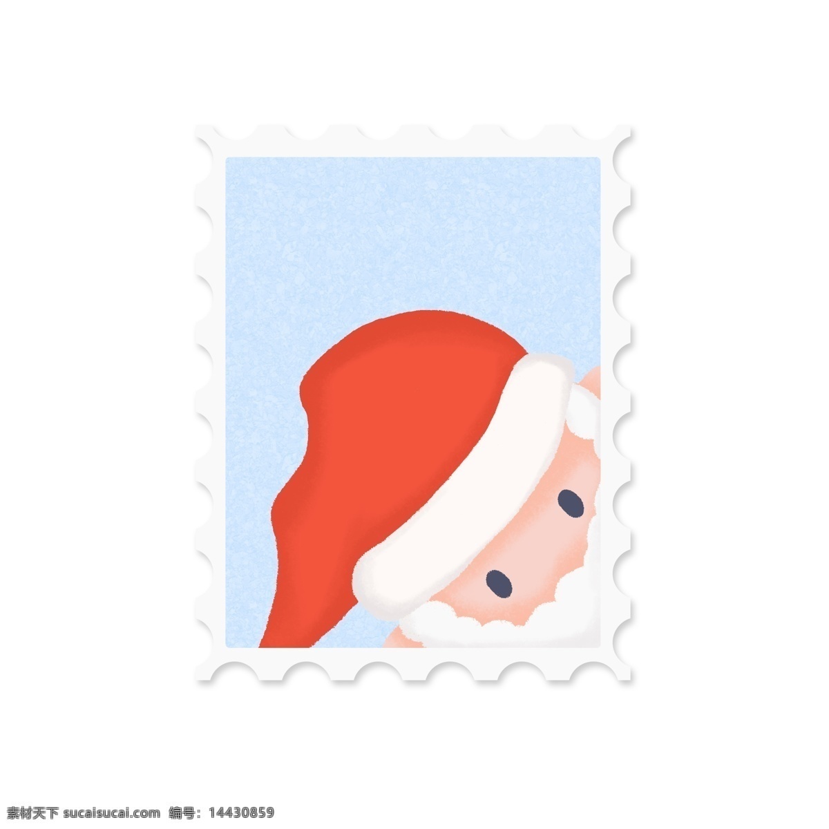 手绘 圣诞节 可爱 邮票 贴纸 元素 圣诞老人 圣诞节人物 圣诞帽 圣诞邮票