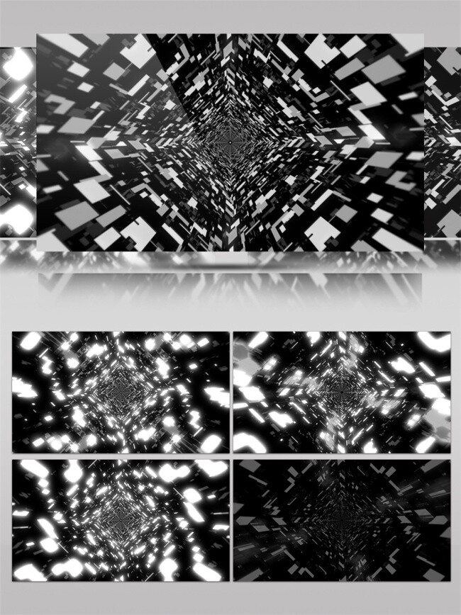 白色 魔方 隧道 动态 视频 光束 星际 激光 高清素材 唯美素材 光景素材