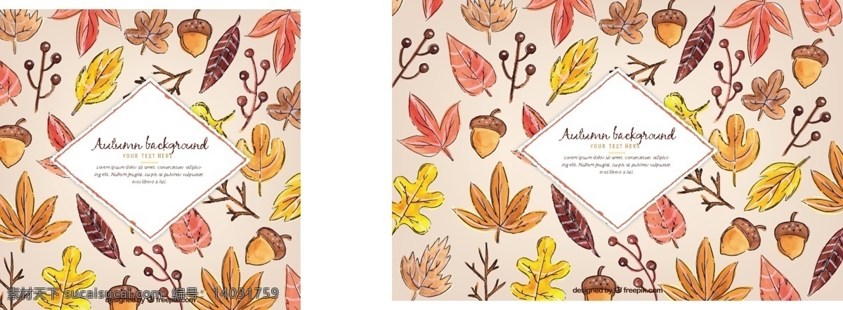 水彩 风格 乐趣 秋天的作文 背景 图案 手 叶 自然 手绘 可爱 秋天 树叶 五颜六色 丰富多彩 绘画 现代 色彩 自然背景