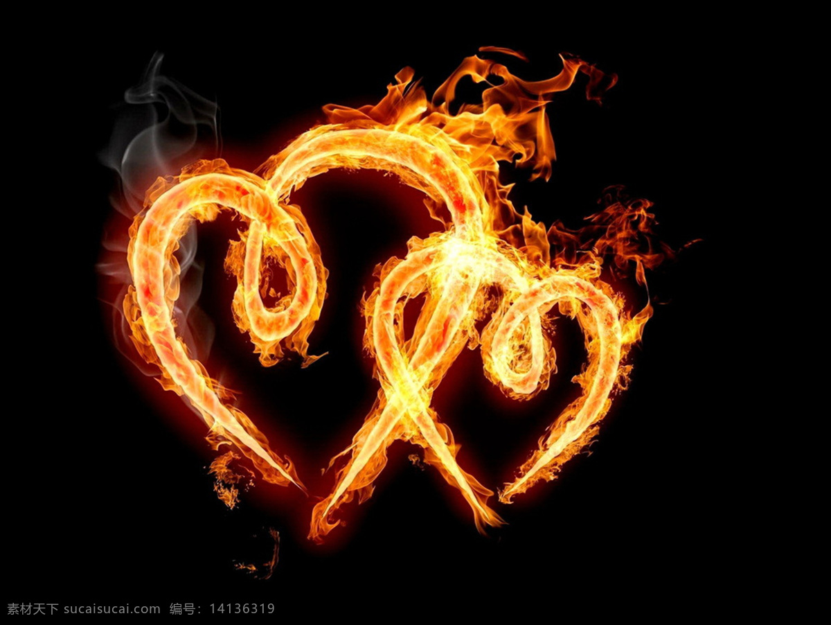 双 心形 火焰 爱情 黑色 双爱心 爱心火焰