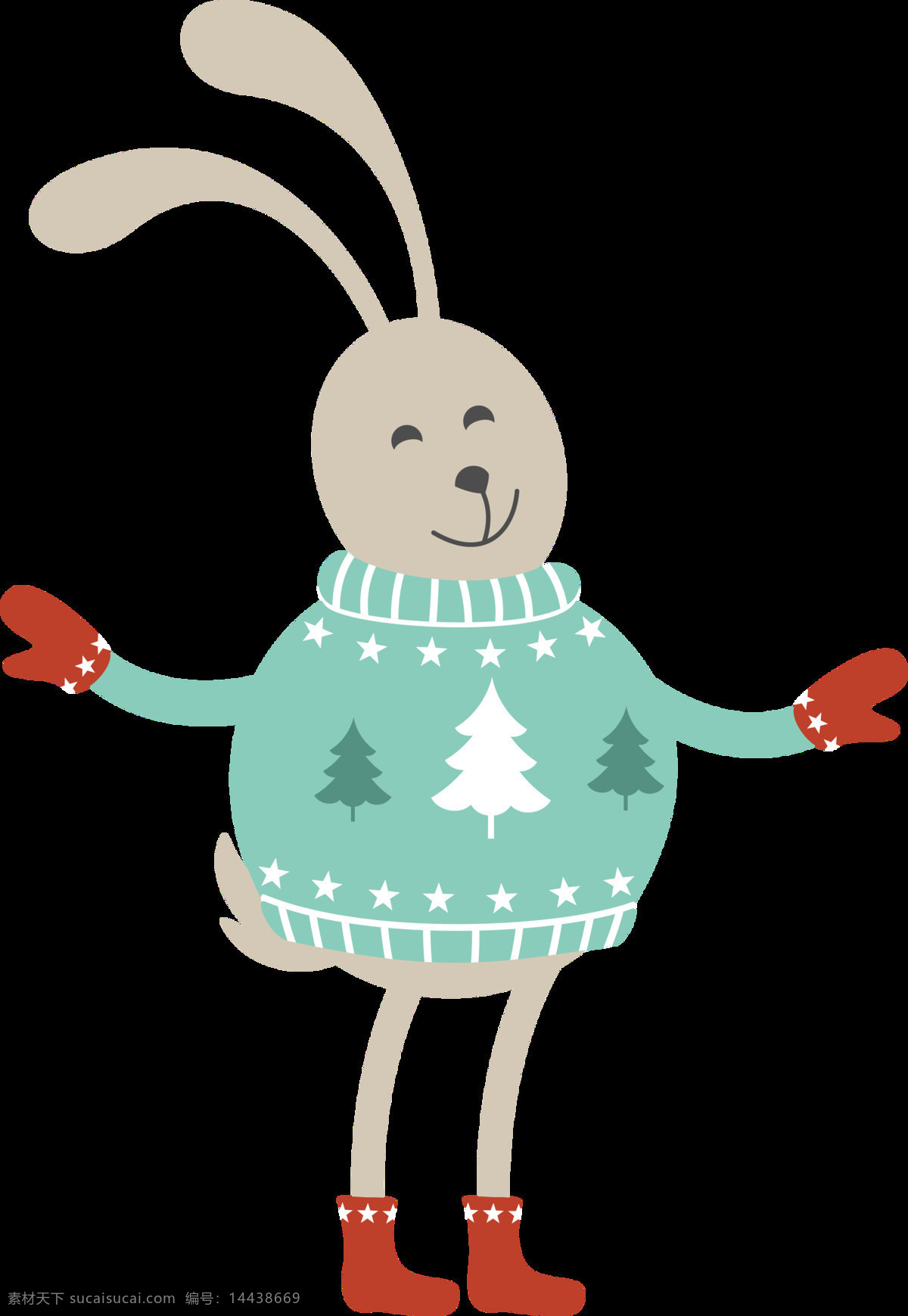 小 兔子 圣诞 节日 png素材 免抠元素 透明元素 小兔子