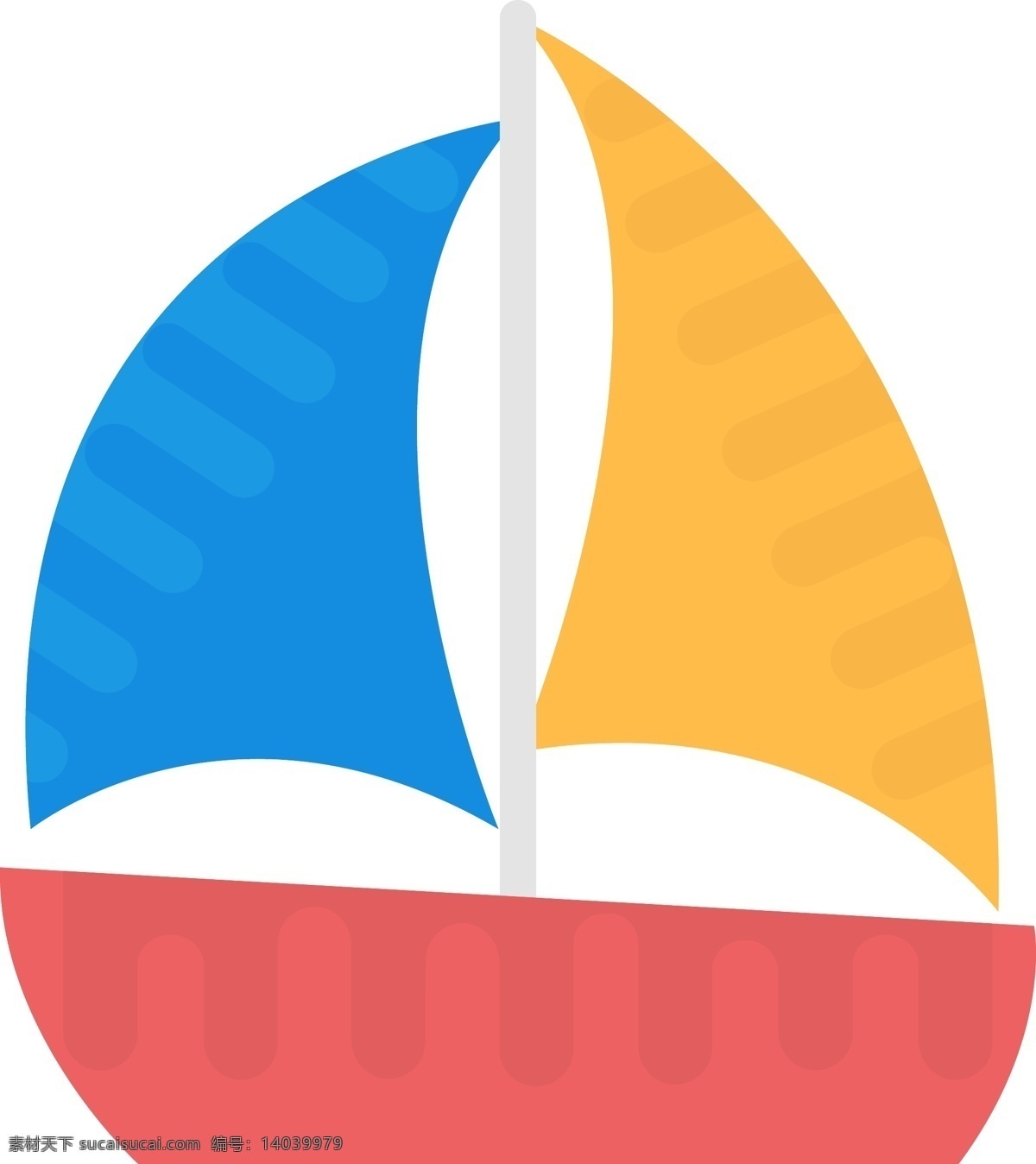 帆船 卡通 免 扣 船只 海上航行的船 撞色 美丽的 卡通的 扁平化 图标 插图 插画 矢量图 蓝色系