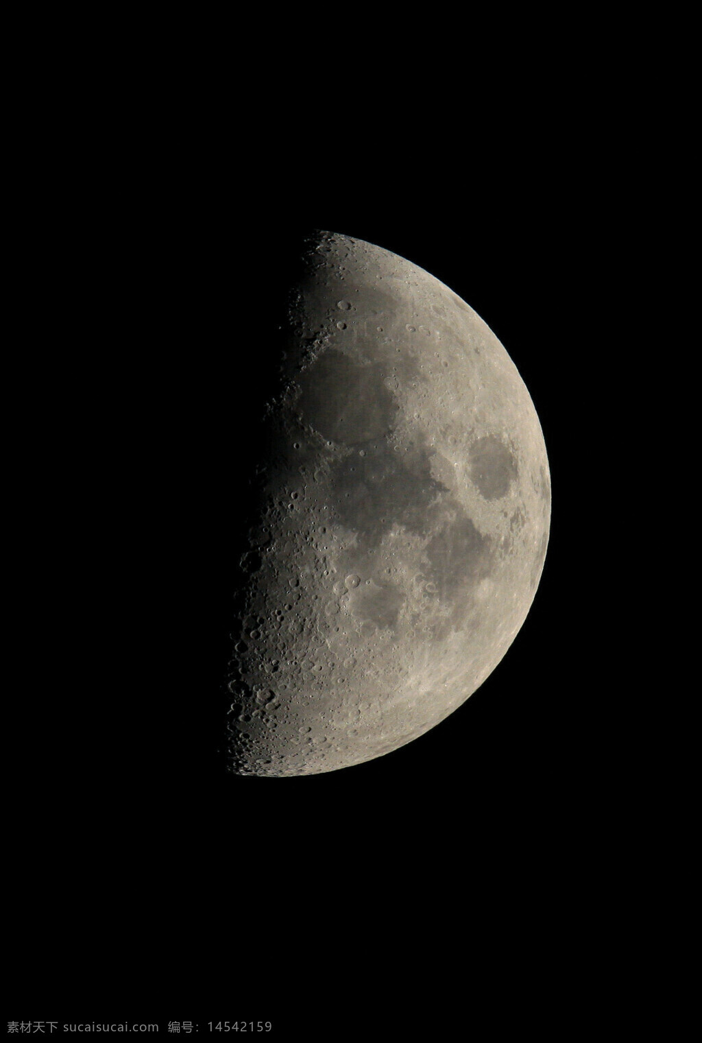 黑夜 月亮 半月 陨石坑 月光 反射 月球高原