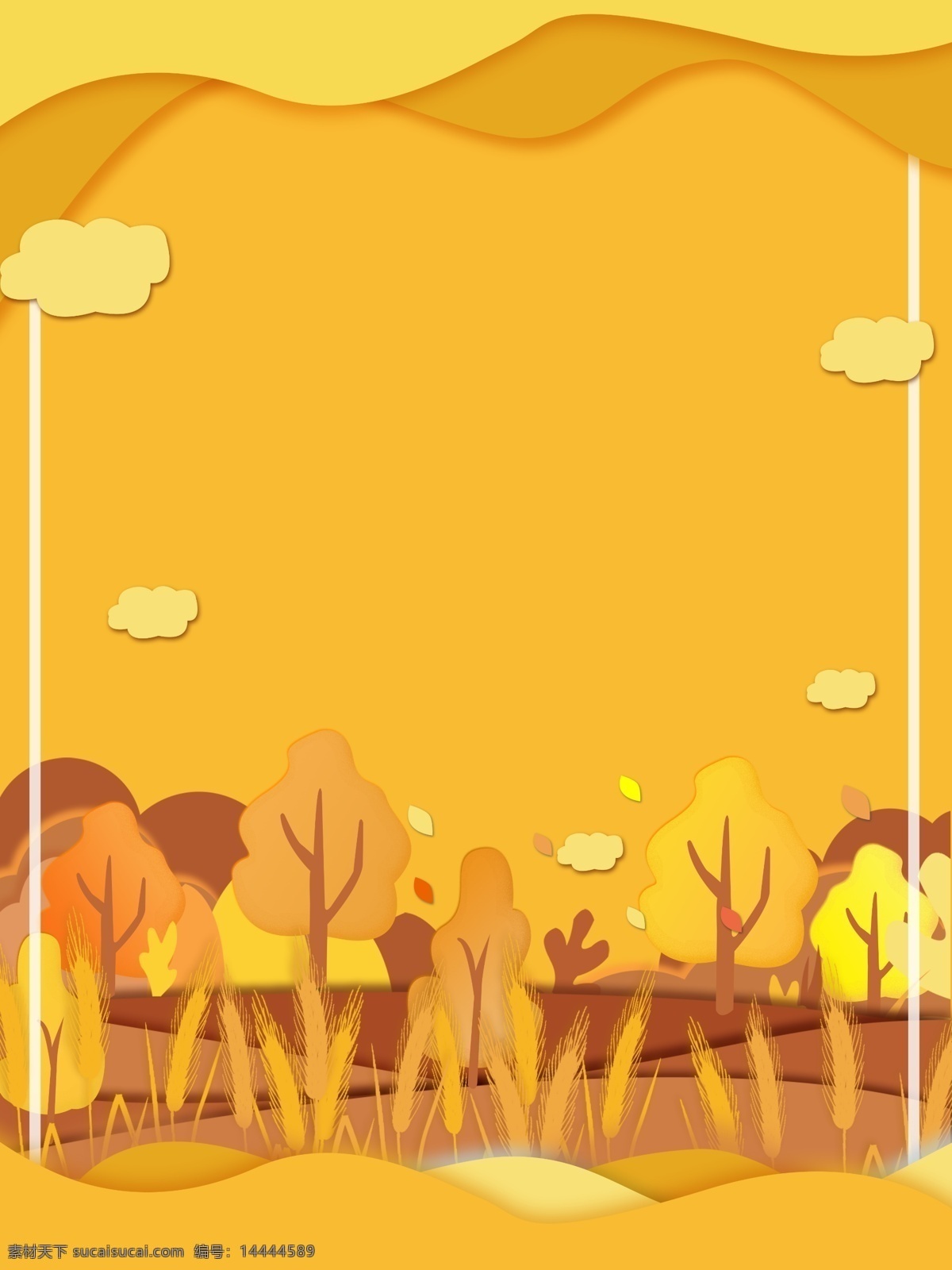 金灿灿 树林 广告 背景 清新 黄色背景 云朵 植物 森林 广告背景 枫树 树木