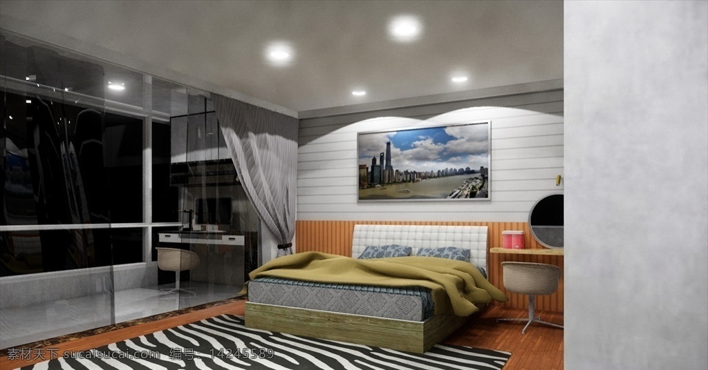中式 主 卧 su 模型 卧室 地板 壁画 衣帽间 床 沙发 厨房 阳台 窗帘 3d设计 室内模型 skp