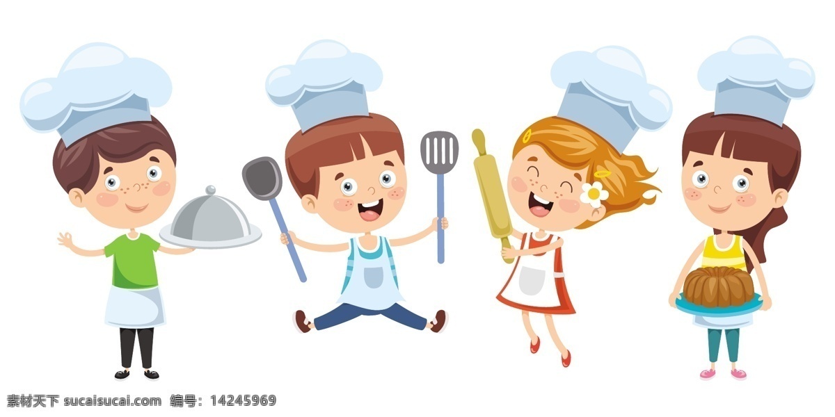 卡通烹饪儿童 卡通 烹饪 儿童 铲子 菜肴 擀面棍 男孩 女孩 蛋糕 花朵 人物 人物图库 儿童幼儿
